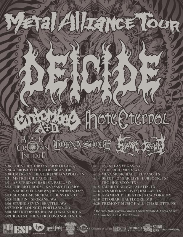 DEICIDE and ENTOMBED A.D. to kick off the “Metal Alliance Tour” this